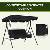 Outsunny 3-Seat Outdoor Patio Swing Chair with Removable Cushion, Steel Frame Stand and Adjustable Tilt Canopy for Patio - Photo 6