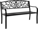 Giantex 50" Patio Garden Bench, Loveseats Park Yard Furniture, Black Steel Cast Iron Frame Chair - Photo 1