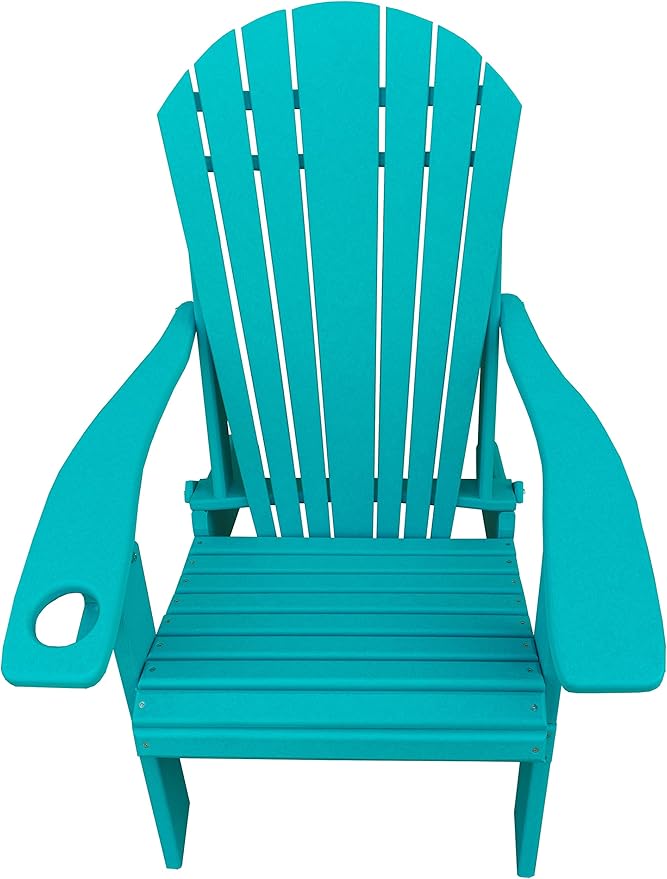 Furniture Barn USA Poly Folding Adirondack Chair with Smart Phone Holder, Aruba Blue