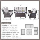 Rilyson Wicker Patio Furniture Set - 7 PC Rattan Outdoor Sectional Conversation Sets with 2 Rocking Swivel Chairs - Photo 3