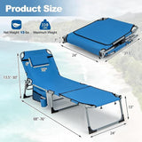 Goplus Tanning Chair, Folding Outdoor Beach Lounge Chair with Face & Arm Hole, Carrying Strap, Pillow, Side Pocket - Photo 3