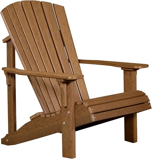 LuxCraft Deluxe Adirondack Chair - Rustic, Brown, Poly, UV Stabilized, Recycled Material, Comfortable, Durable, Outdoor, Relaxing, Social Gathering