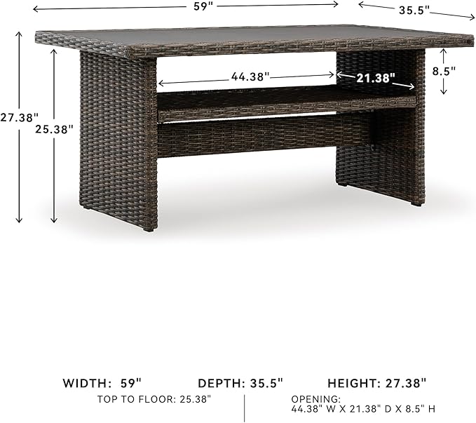 Signature Design by Ashley Brook Ranch Casual Outdoor Multi-use Table with 1 Fixed Shelf, Dark Brown & Gray - Photo 3