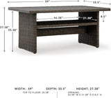 Signature Design by Ashley Brook Ranch Casual Outdoor Multi-use Table with 1 Fixed Shelf, Dark Brown & Gray - Photo 3