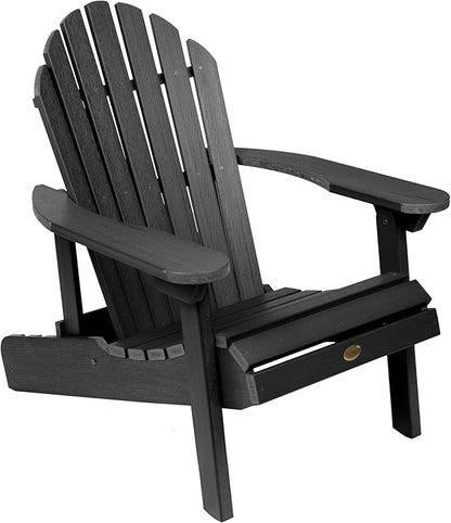highwood Hamilton Made in the USA Folding and Reclining Adirondack Chair, Adult Size, Black