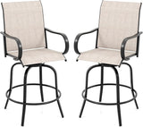 Tangkula Outdoor Swivel Bar Stools Set of 2, Bar Height Tall Patio Chairs with Armrests & High Back - Photo 1