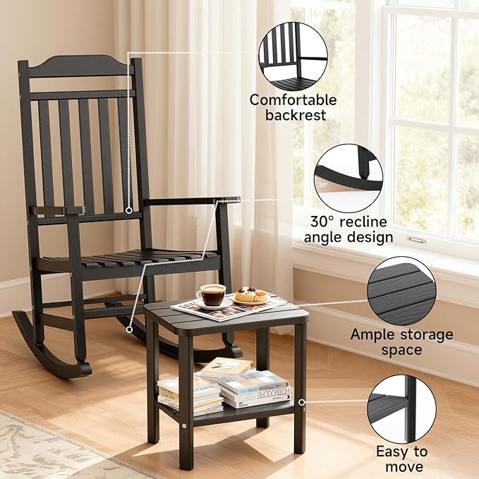 5 Piece Outdoor Rocking Bistro Set, Rocking Chairs Outdoor Furniture - Photo 5
