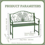 43" Outdoor Metal Garden Bench，Patio Bench，Porch Bench Chair, Outdoor Bench 2-Person, Iron Steel Frame Patio Bench - Photo 7