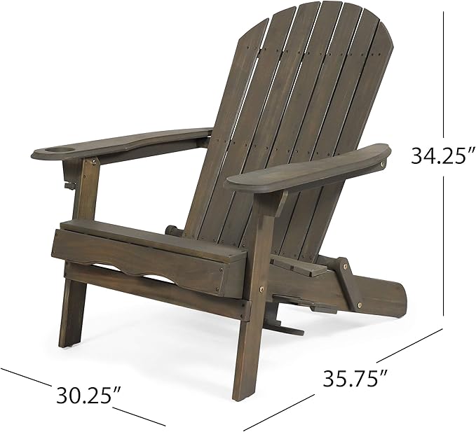 Christopher Knight Home Cheryl Outdoor Acacia Wood Folding Adirondack Chair, Gray
