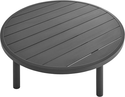 Modway Terrace Round Metal Outdoor Patio Coffee Table in Graphite – 35 Inch Weather-Resistant Coffee Table for Patio, Balcony, and Garden – Modern Outdoor Coffee Table with Round Slatted Top