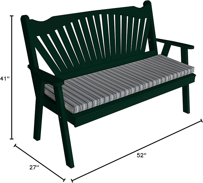 Furniture Barn USA Pine 4' Fanback Garden Bench, Dark Green