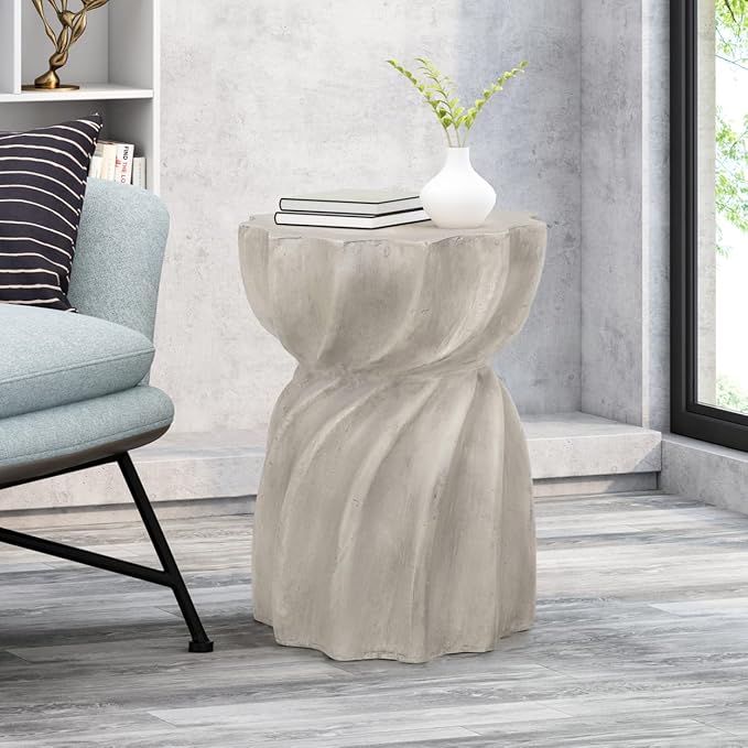 Richie Indoor Contemporary Lightweight Concrete Accent Side Table - Photo 2