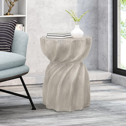 Richie Indoor Contemporary Lightweight Concrete Accent Side Table