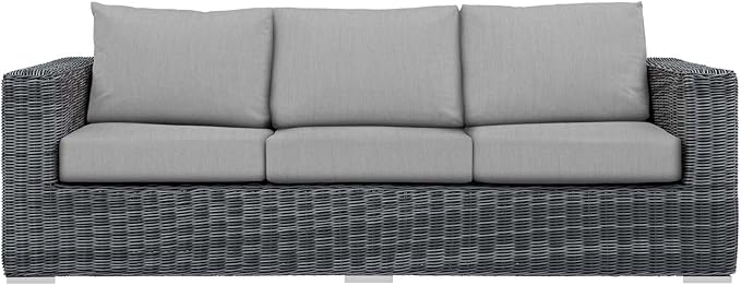 Modway Summon Wicker Rattan Outdoor Patio Sunbrella Sofa in Canvas Gray - Photo 4