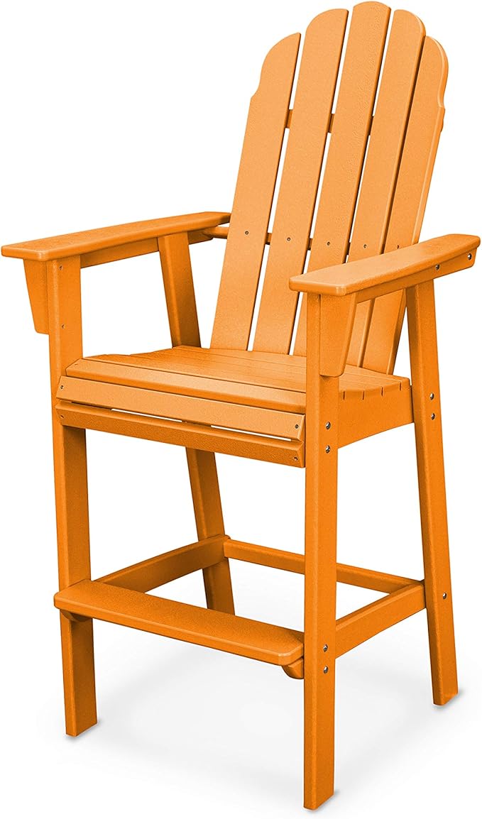 POLYWOOD® Vineyard Curveback Adirondack Bar Chair in Tangerine