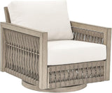 Swivel Patio Chair, Never Rust Aluminum Outdoor Swivel Sofa Chair with Washable Cushions, Rope Weave Patio Sofa Armchair - Photo 1