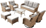 Patio Furniture Swivel Chairs Set - 8 Piece Wicker Rattan Outdoor Sectional Conversation Sets with 4 Swivel Rocking - Photo 1