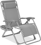 Best Choice Products Adjustable Zero Gravity Chair, Monochromatic Color Folding Patio Recliner w/Side Tray - Photo 1