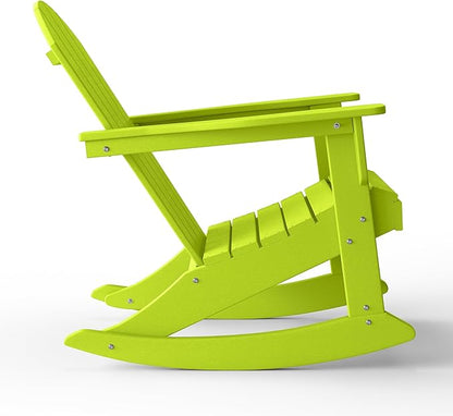 WestinTrends Malibu 2 Piece Set Outdoor/Patio Poly Adirondack Rocking Chairs (2 Seater), Lime