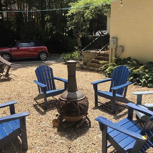 Farmhouse Adirondack Chair Wood Texture, Poly Lumber Patio Chairs, Pre-Assembled Weather Resistant Outdoor Chairs for Pool, Deck, Backyard, Garden, Fire Pit Seating, Navy