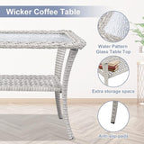 Belord Outdoor Wicker Loveseat with Coffee Table - Photo 5