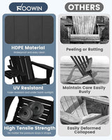 FOOWIN Folding Adirondack Chair Set of 6, HDPE Adirondack Chairs with Cup Holder - Photo 4