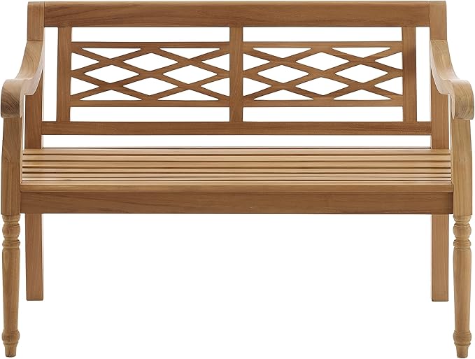 Crosley Furniture Olivier 2-Person Teak Wood Indoor Outdoor Bench for Outside Patio, Garden, Porch, Teak