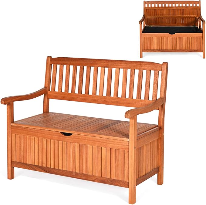 Tangkula Outdoor Wood Storage Bench Deck Box - Photo 9