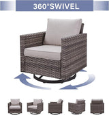 Outdoor Patio Swivel Rocker Chairs - 3 Piece Wicker Patio Furniture Bistro Swivel Rocking Chairs Set with Comfortable - Photo 3