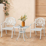 Outvita Patio Side Table, 21.3in Outdoor Square Cast Aluminum Bistro Table with Umbrella Hole and Antique Design for - Photo 7
