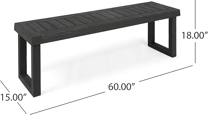 Christopher Knight Home Kemp Outdoor Acacia Wood Bench, Gray Finish, Sandblast Dark Grey