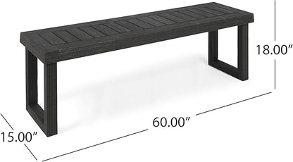 Christopher Knight Home Kemp Outdoor Acacia Wood Bench, Gray Finish, Sandblast Dark Grey