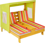 COSTWAY Kids Double Chaise Lounge Outdoor, 2-Seat Patio Lounge Chair with Cup Holders & Cushions - Photo 1