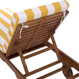 SAFAVIEH Outdoor Patio Furniture Collection - Newport Natural Solid Wood Chaise Lounge Chair with Yellow Stripe Cushion - Photo 5