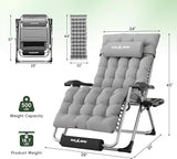 Amopatio Oversized Padded Zero Gravity Chair, XL 29In Reclining Camping Lounge Chair w/Removable Cushion&Headrest - Photo 3