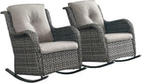 Rilyson Patio Chairs Outdoor Rocking Chair - 2 Piece Wicker Rattan Rocker Chairs Set with High Back and Deep Seating - Photo 1