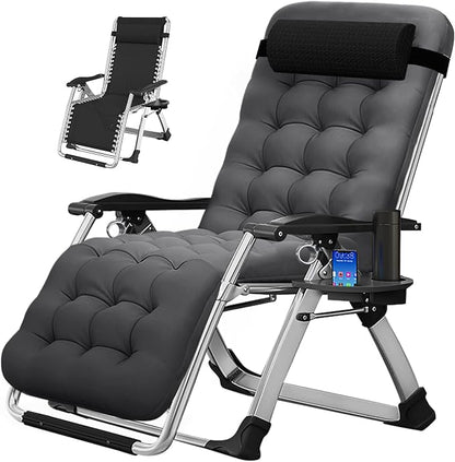 MOPHOTO Zero Gravity Chair, Outdoor Padded Lounge Chair with Side Table, Zero Gravity Recliner Chair, Outdoor Reclining Chair, Sturdy & Comfortable, Supports up to 440lbs