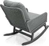 Outdoor Wooden Rocking Chair, Patio Rocking Chair with Soft Cushions & Wood Leg - Photo 5