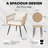Idzo Heavy Duty 500lbs Weight Capacity Wicker Bistro Table and Chairs Set of 2 with Premium Olefin Fabric Soft Cushions - Photo 3