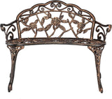 38.5” Outdoor Porch Bench with Hollow Rose Design, Elegant Garden Bench Park Bench for Backyard, Iron Bench with Arms - Photo 8