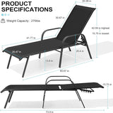 Crestlive Outdoor Chaise Lounge Chair, 5-Position Pool Lounge Chairs with Armrests Sunbathing Recliner for Patio, Beach - Photo 2
