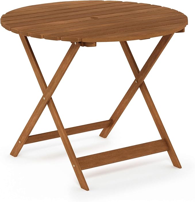 Furinno FG19018F Tioman Outdoor Hardwood Nation Round Dining Table, Natural