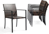 VINGLI Stackable Wicker Chairs Outdoor Dining Set of 4, All-Weather Patio Chairs for Garden, Porch, Deck - Photo 1