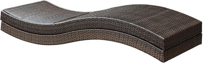 Modway Peer Wicker Rattan Outdoor Patio Two Chaise Lounge Chairs with Cushions in Brown White