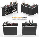 VINGLI 43" Portable Bar Table, 3-Tier Shelves, Carry Bag，Mobile Bar Table for Events, Party, Camping, Picnic, Tradeshow - Photo 2