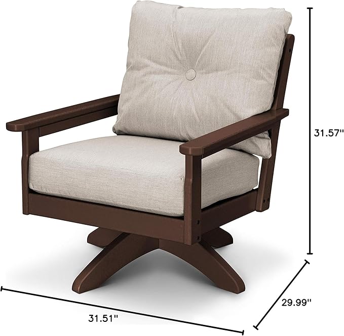 POLYWOOD® Vineyard Deep Seating Swivel Chair in Mahogany/Cast Ash - Photo 2