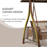 PURPLE LEAF Patio Porch Swing Chair with Canopy 2 Person Hand-Woven Wicker Outside Glider w/Solar LED Light and - Photo 6