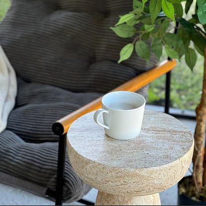 24" Large Side Table Outdoor, Modern Geometric Pedestal End Table, Multi-Functional & Decorative Coffee Table, Accent Table, Planter Stand for Garden Patio Porch Balcony or Living Room Decor