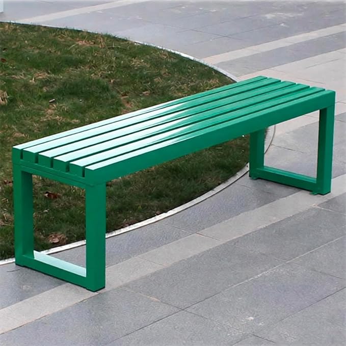Outdoor Metal Backless Bench,Colorful Garden Bench Slatted Seat,All-Weather Outdoor Park Benches for Backyard, Porch, Or Lawn(180cm/70.8inch, Green)