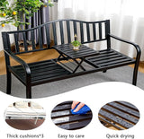 Metal Garden Bench, Patio Porch Furniture, All-Weather Outdoor Bench - Photo 6